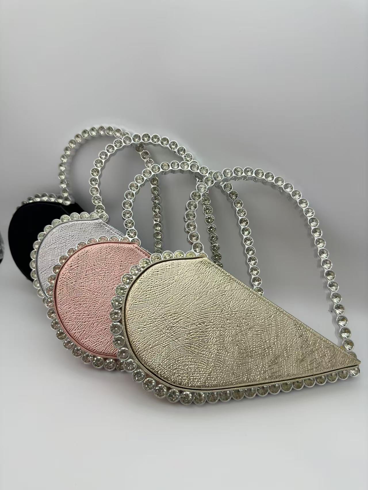 Heart-shaped Hand Holding Full Diamond Handmade Bags