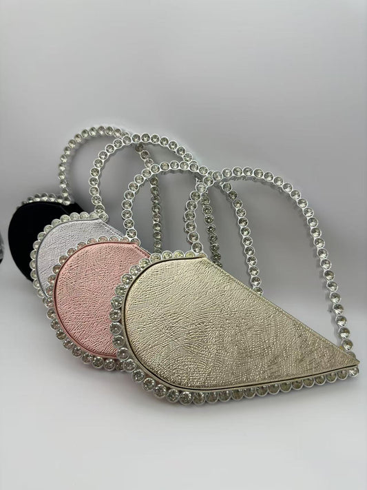 Heart-shaped Hand Holding Full Diamond Handmade Bags