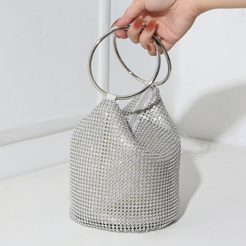 Women's Handmade Rhinestone Full Diamond Double Portable Dinner Bag
