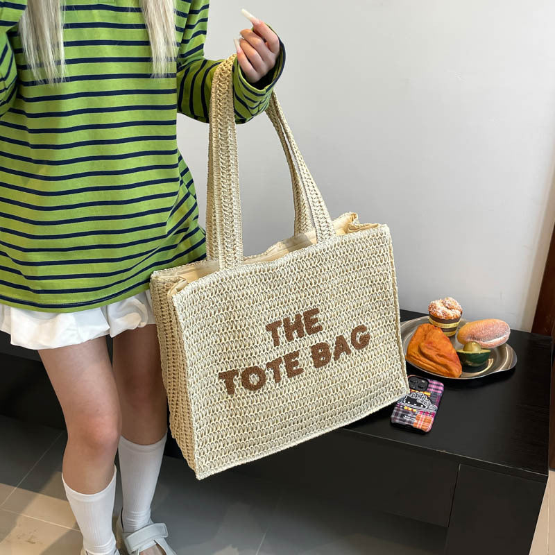 Women's Summer Large Capacity Woven Fashion Letter Bags