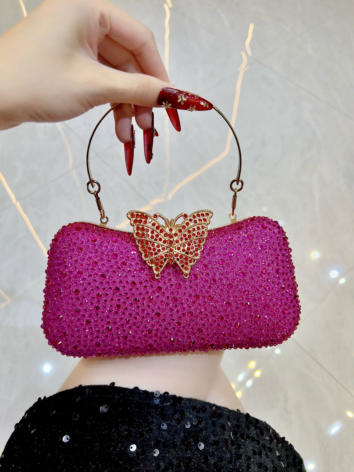 Women's Elegant Diamond Fashion Clutch Exquisite Chain Dinner Bag