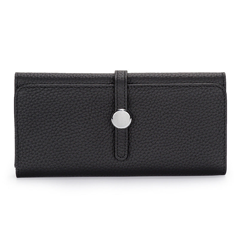 Women's Genuine Leather Folding Large Capacity Soft Cowhide Ladies Wallet