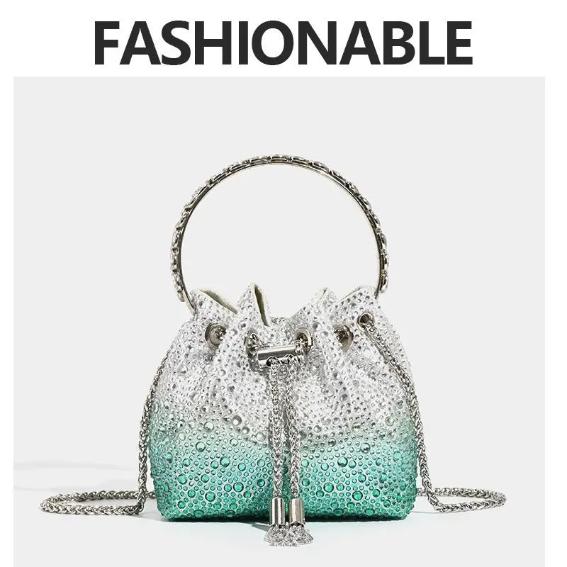 Shiny Advanced Rhinestone Sequins Chain Portable Bucket Bags
