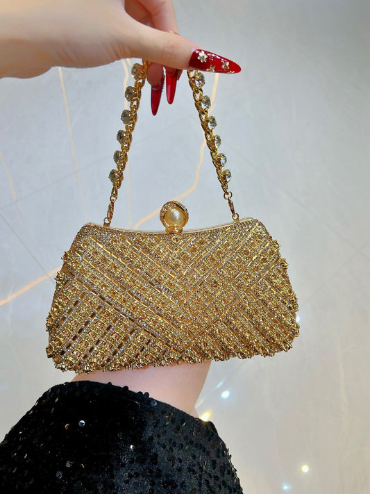 Women's Rhinestone Clutch Versatile Chain Box Trendy Handbags