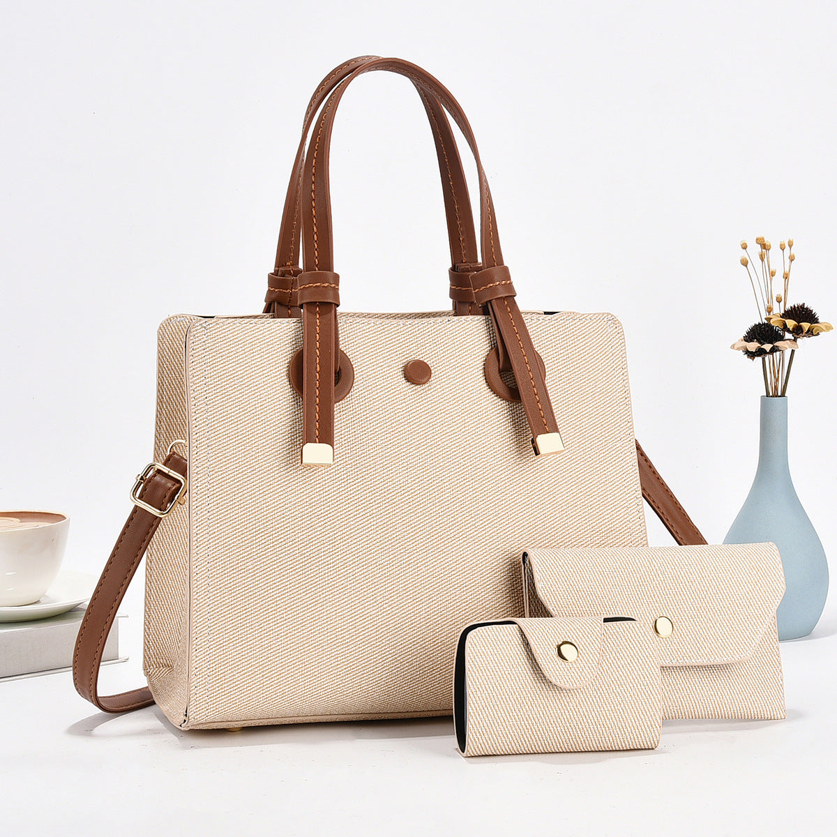 Women's Solid Color Commuter Three-piece Set Simple Women's Handbag