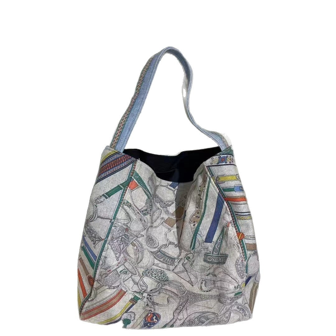 Women's Design Totem Large Capacity Cotton Linen Women's Shoulder Bag