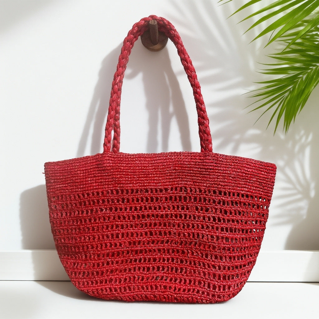 Women's Hand Crochet Hollow Large Capacity Handmade Woven Seaside Women's Shoulder Bag