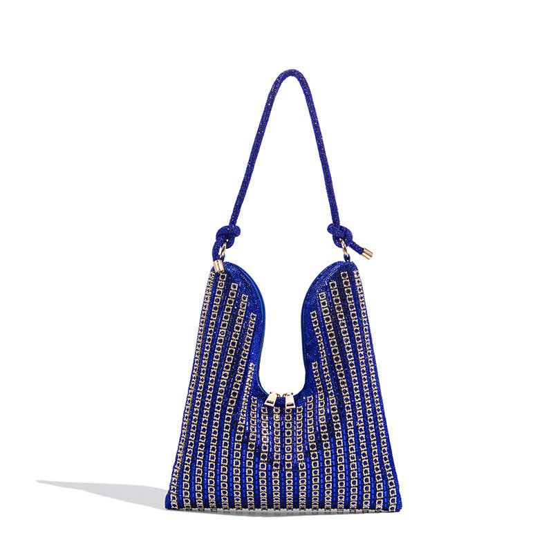 Women's Rhinestone Simple Niche Underarm Large Capacity Dinner Easy Tote Bags