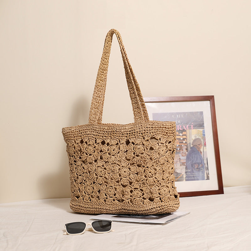 Women's Flower Straw Fashion Woven Seaside Vacation Women's Shoulder Bag