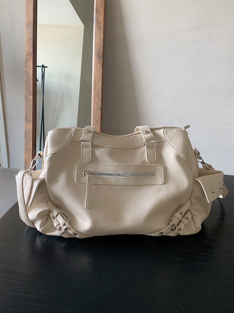 Retro Motorcycle Hot Large Capacity Black Women's Shoulder Bag