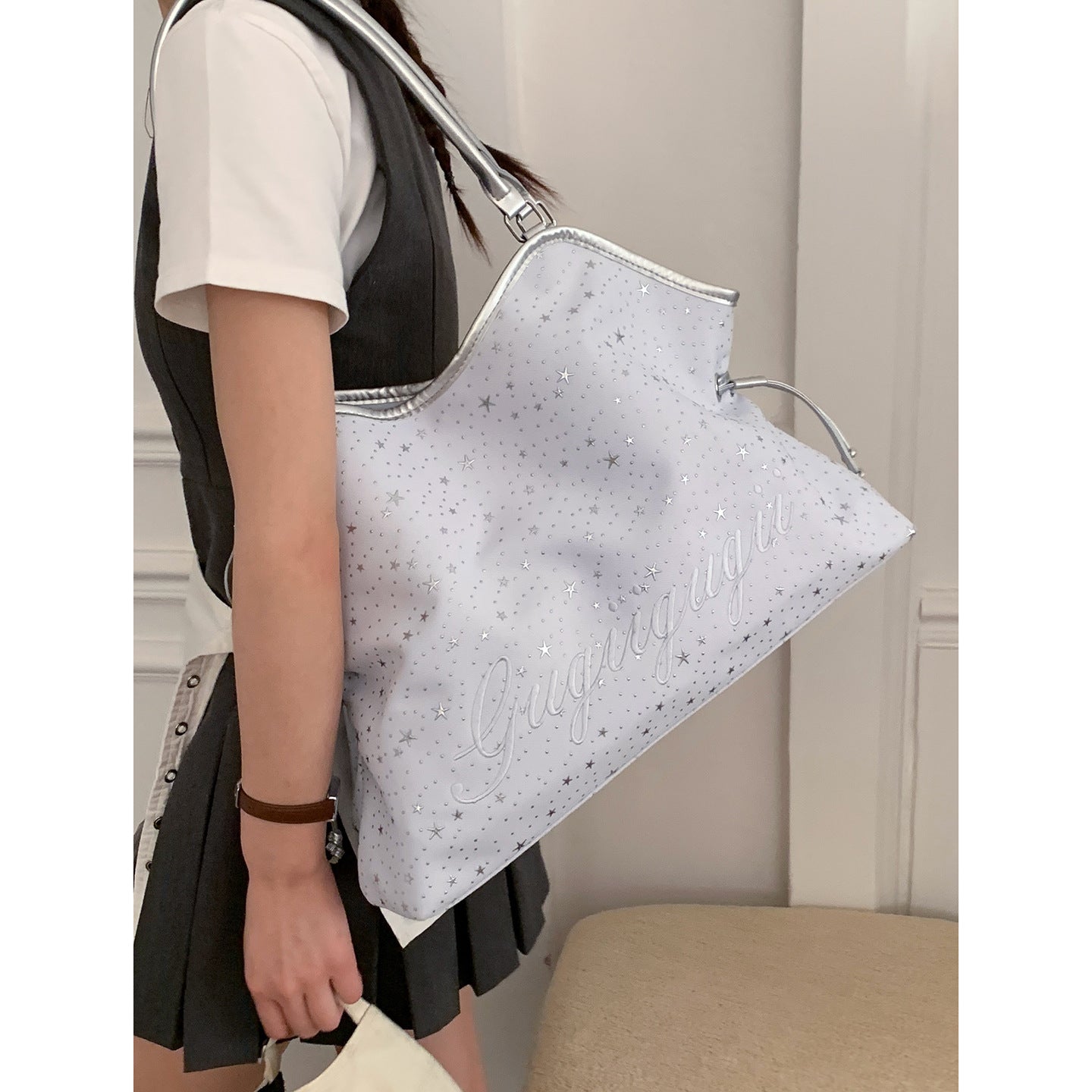 Women's Style Fashion Large Capacity Underarm Simple Letter Tote Bag