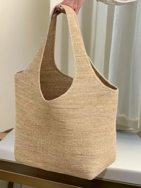 Women's Style Hand Crocheting Raffia Woven Summer Large Capacity Holiday Portable Tote Bags