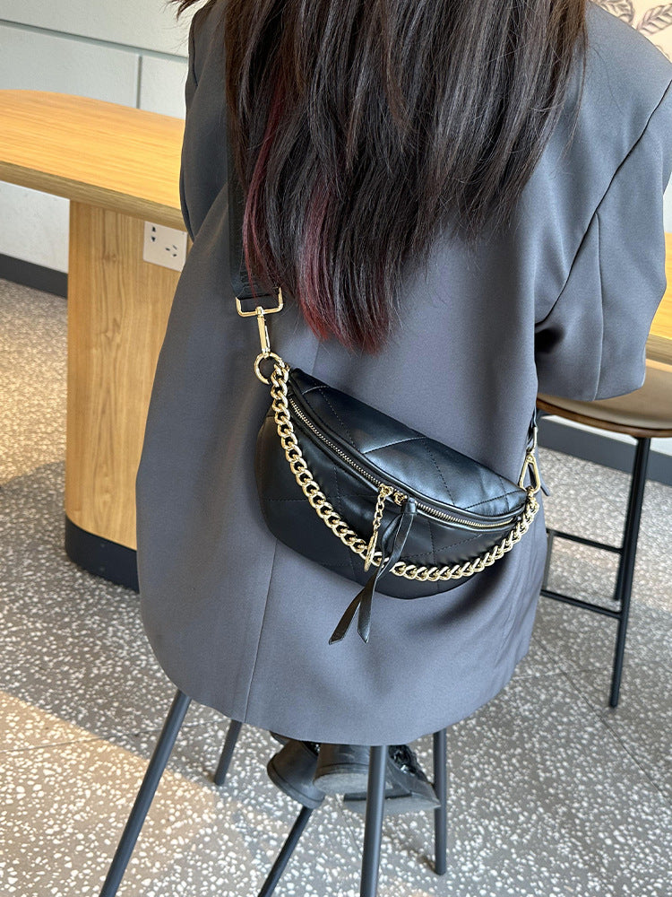 Classic Women's Diamond Chain Fashion High-grade Women's Chest Bag, Fanny Pack