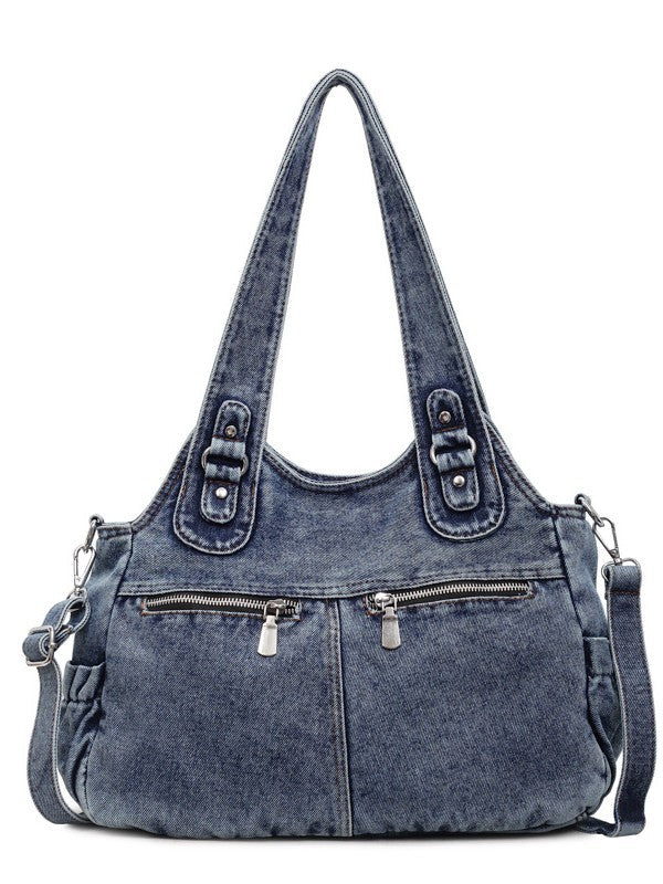 Women's Denim Stylish Large Capacity Commuter Portable Tote Bag