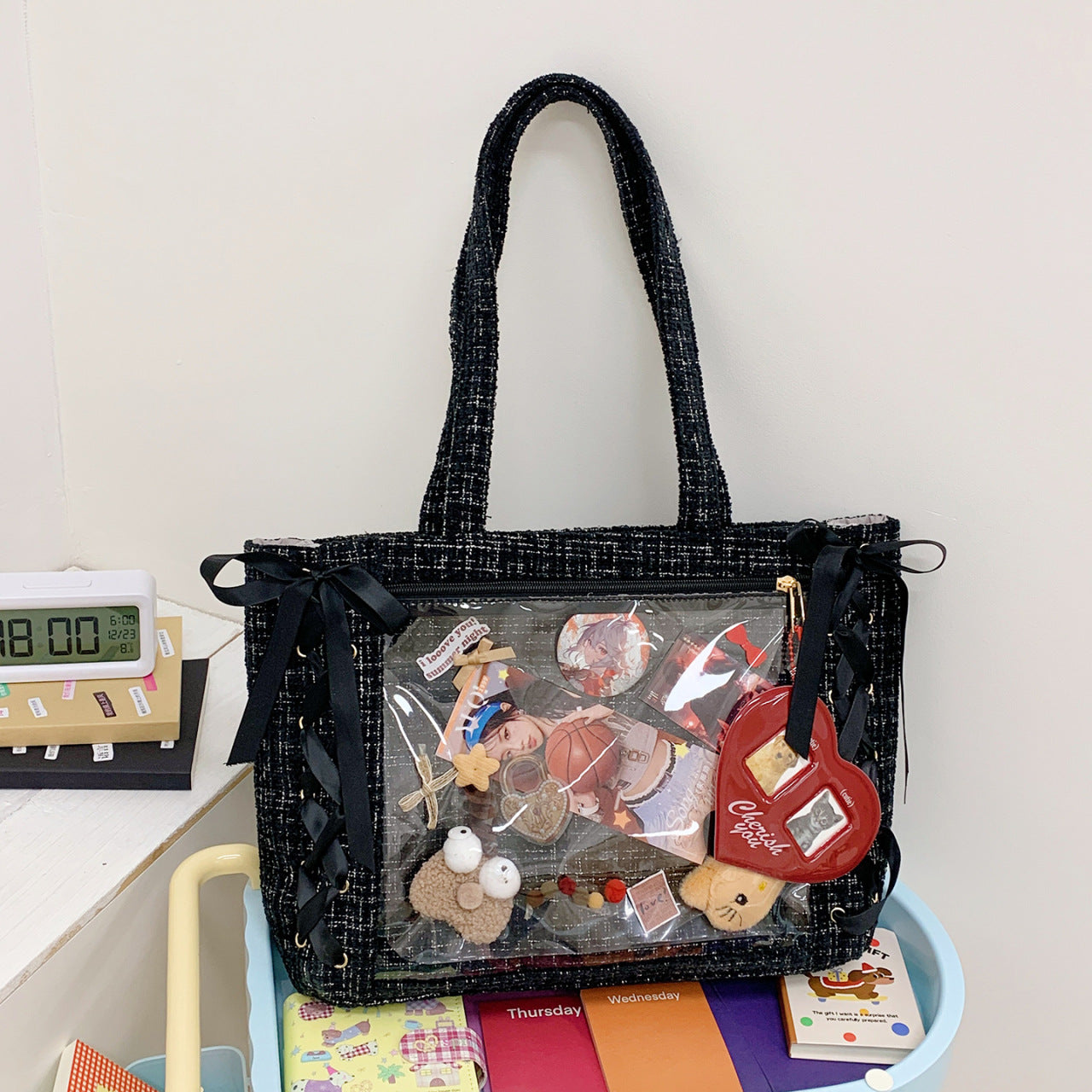 Women's Capacity Two-dimensional Transparent Cartoon Fashion Fresh Trend Backpacks