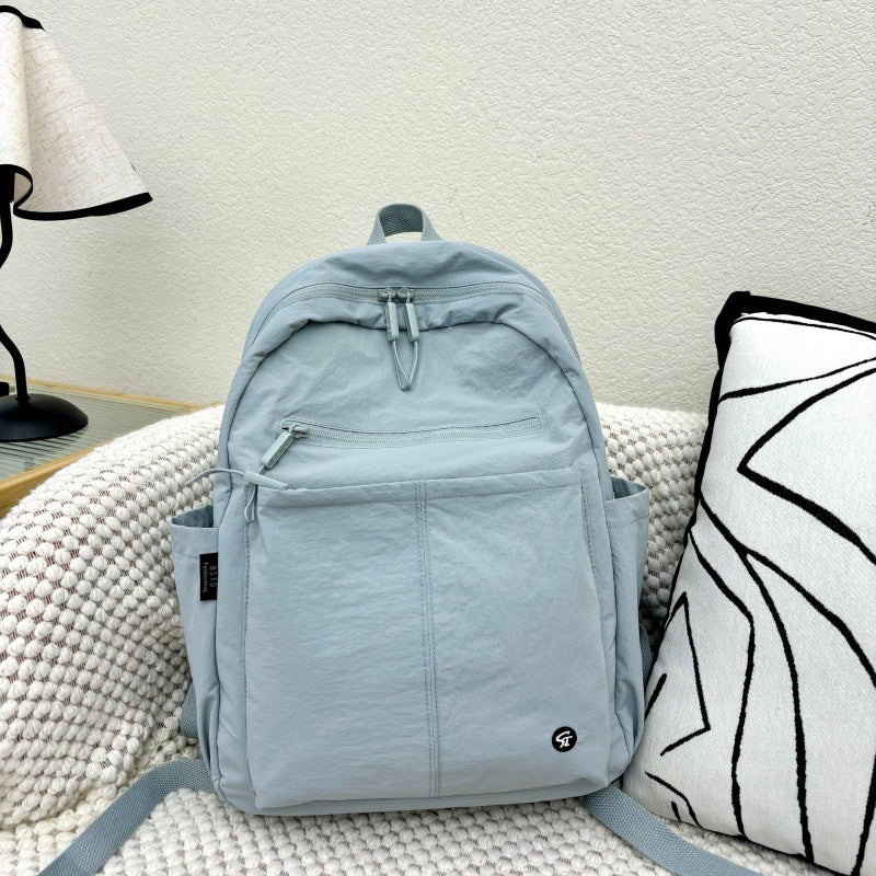 Nylon Cloth Trendy Large Capacity Contrast Leisure Backpack