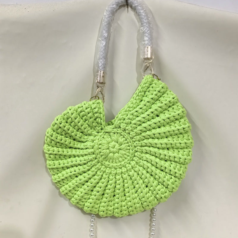 Woven Pearl Chain Candy Color Fashion Simple Conch Shell Women's Messenger Bag