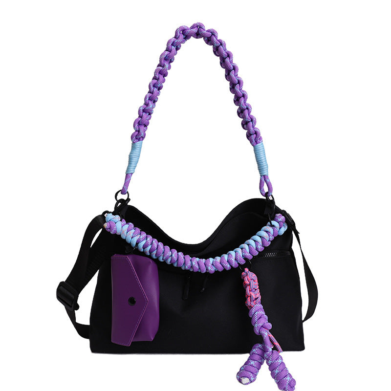 Women's Spring High-grade Purple Woven Fashion Commuter Women's Shoulder Bag