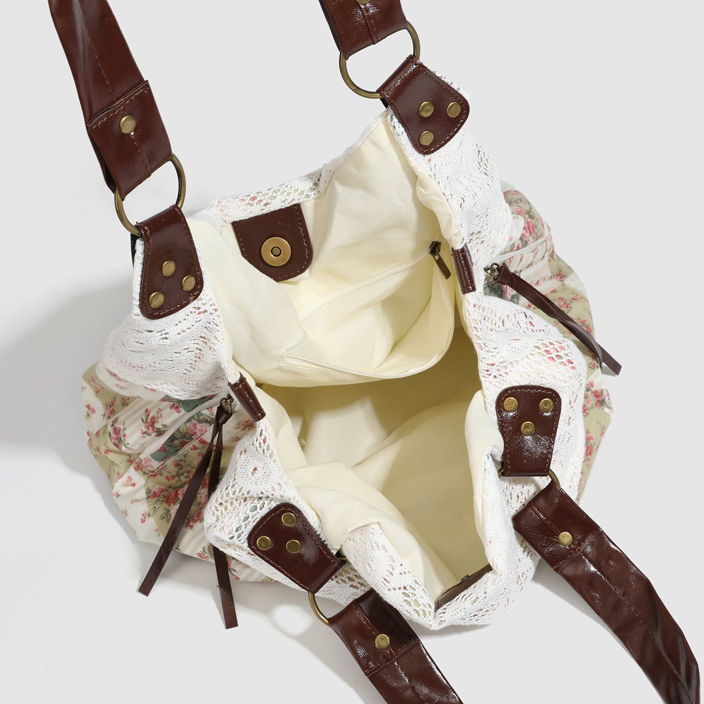 Women's Floral Cotton Stitching Hollow Embroidered Fresh Women's Shoulder Bag