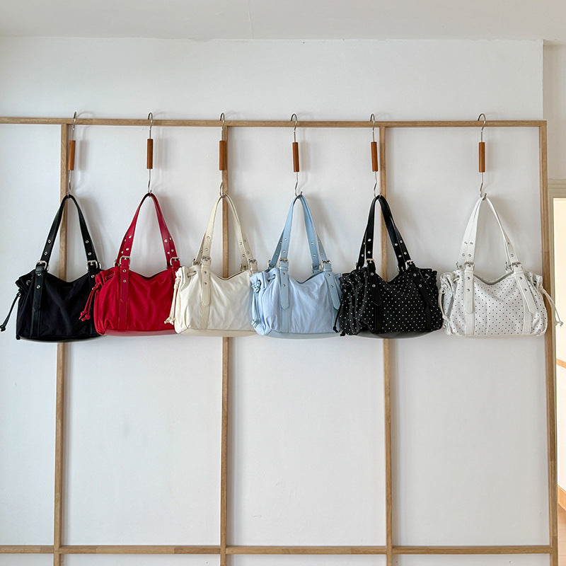 Women's Fashion Rivet Bowling High-grade Cylinder Bags