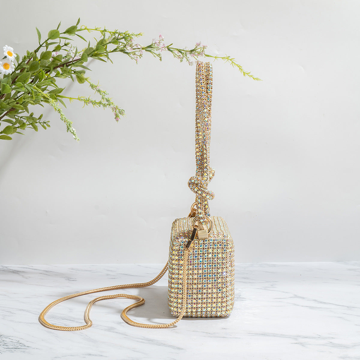 Elegant Full Diamond Rhinestone French Lady Chain Handbags