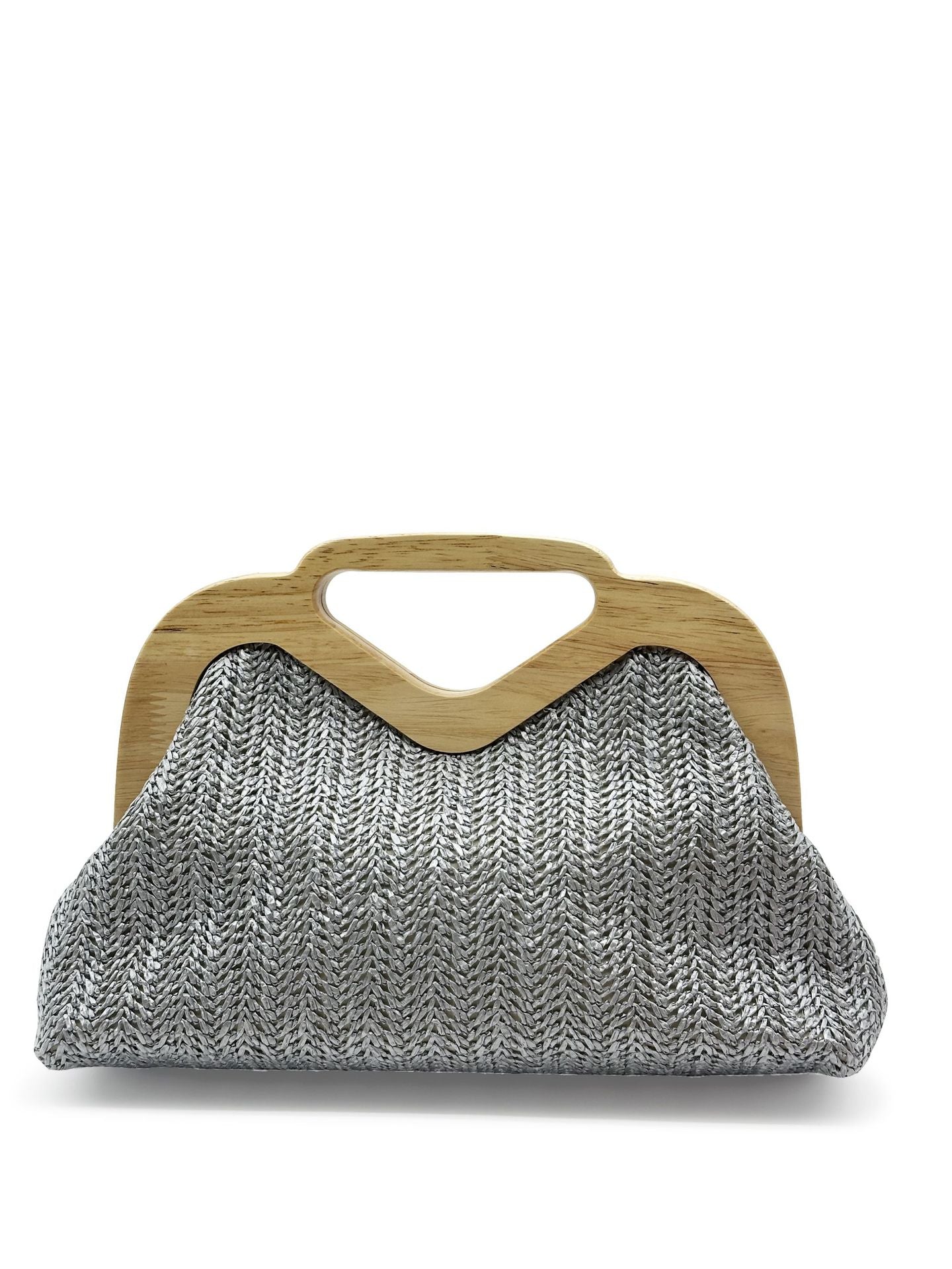 Women's Summer Main Push Wooden Banquet Hand Straw Dinner Bag