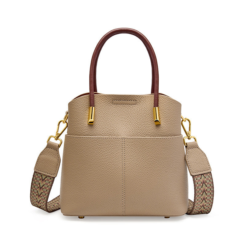 Women's Niche Genuine Leather Western Style High-grade Bucket Bags
