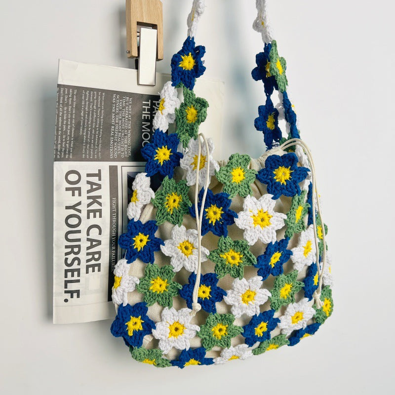 Thread Woven Summer Wool Flower Camisole Beach Women's Shoulder Bag
