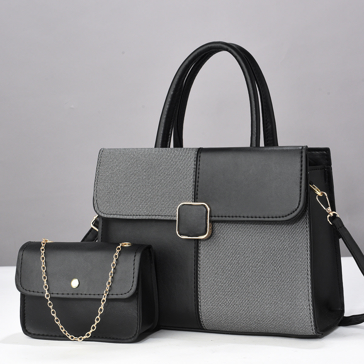 Stitching Shaping Large Capacity Contrast Color Embossed Fashion Bags