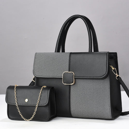 Stitching Shaping Large Capacity Contrast Color Embossed Fashion Bags