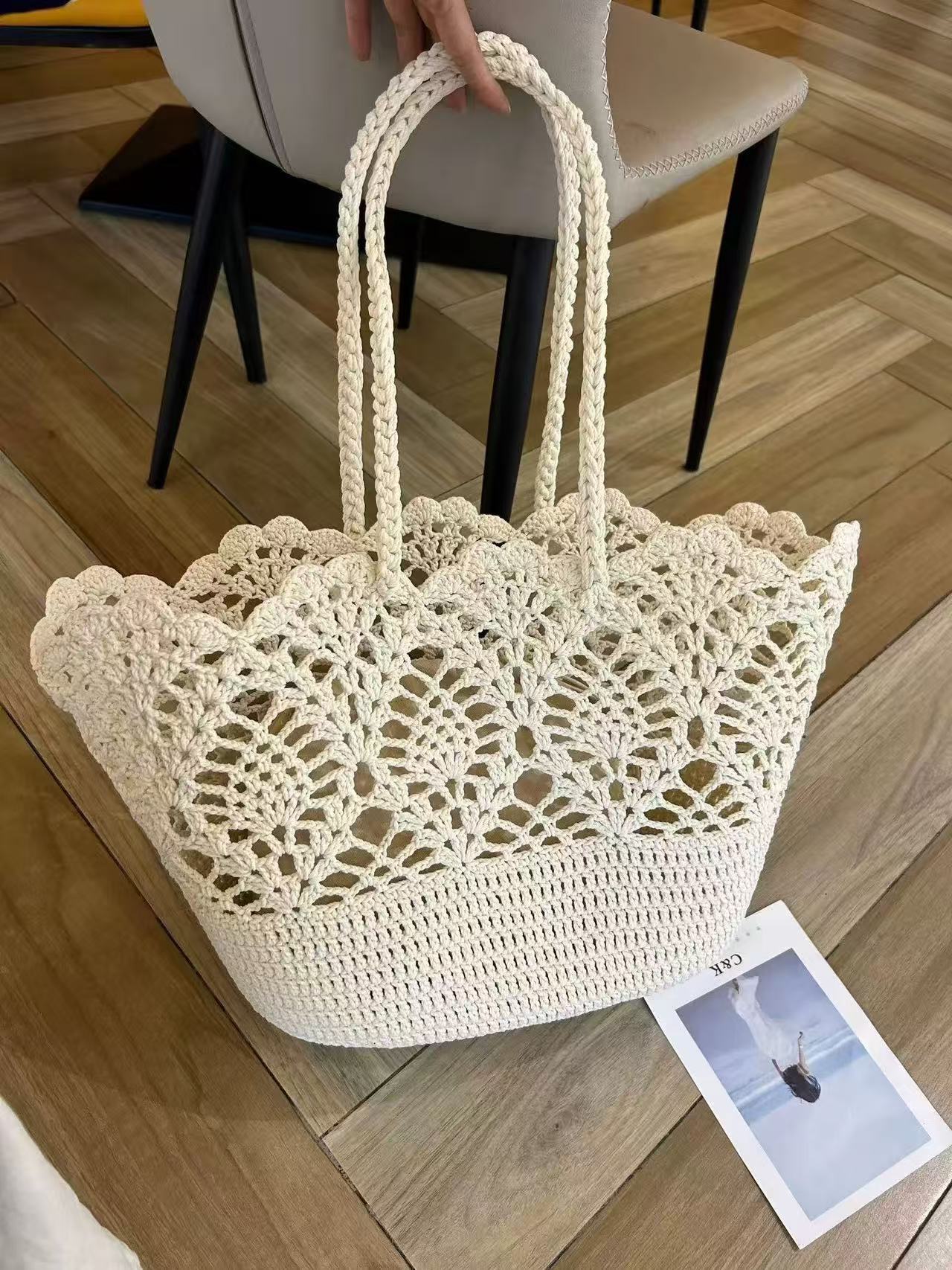 Women's Rope Handmade Crocheted Woven Bale Of Cotton Knitted Handbags