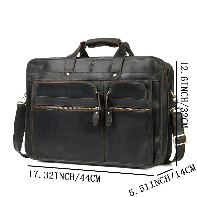 Men's Horse Leather Genuine Large Capacity Commuter Men's Briefcase