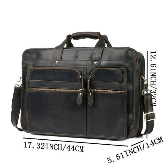 Men's Horse Leather Genuine Large Capacity Commuter Men's Briefcase