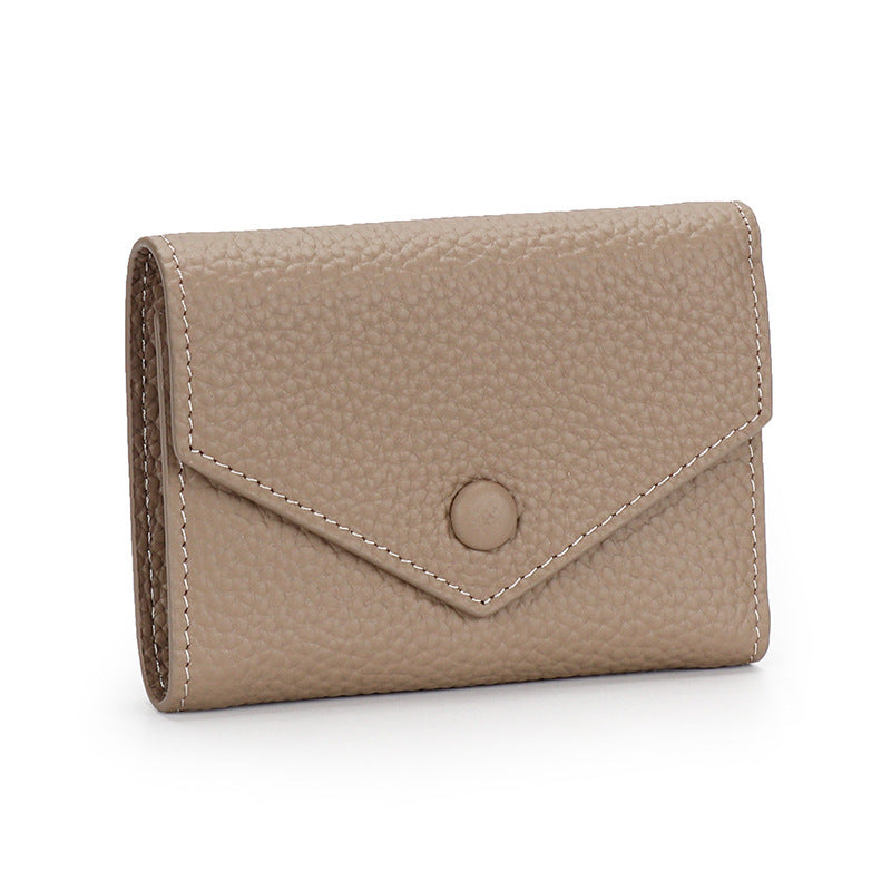 Women's Leather Short Simple Folding First Layer Cowhide Fashion Ladies Wallet