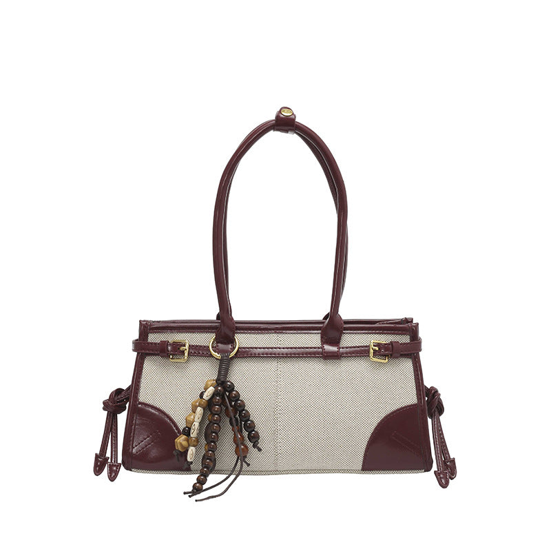 Women's Canvas Contrast Color Stitching Leather Lighter Car Style Daily Women's Handbag