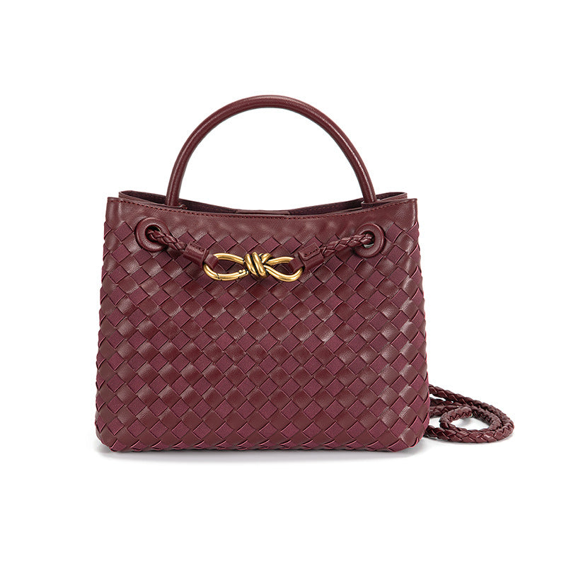 Women's Style Woven Metal Cord Fastener Portable Tote Bags