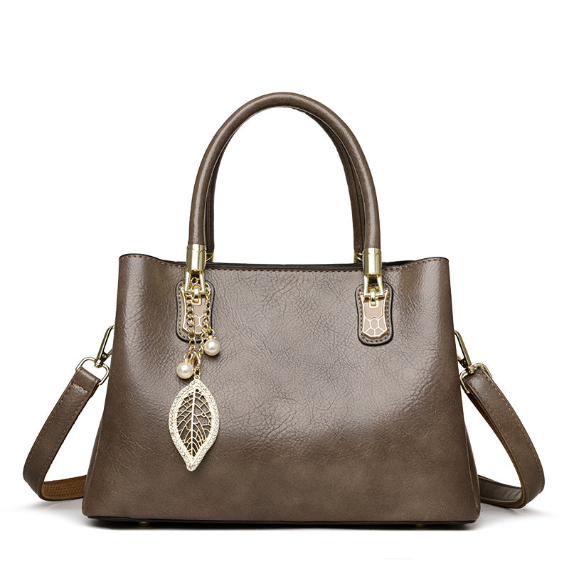 Women's Luxury Fashion Oily Leather Solid Color Women's Handbag
