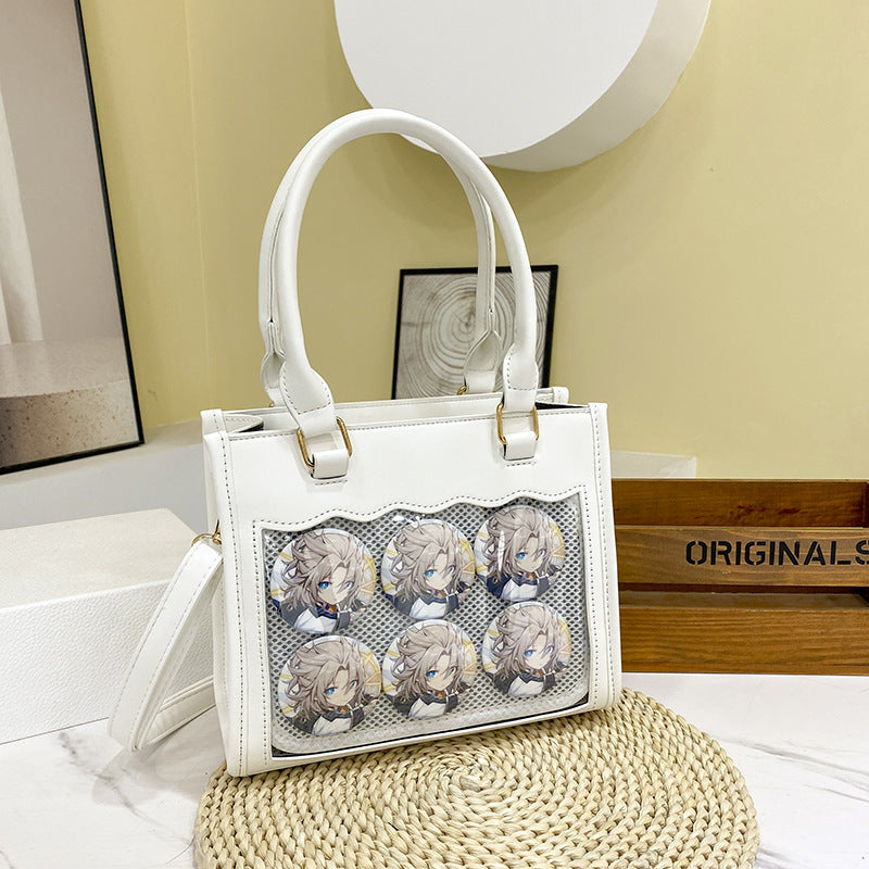 Women's Lace Cartoon Rhombus Style Cute Portable Two-dimensional Grain Women's Handbag