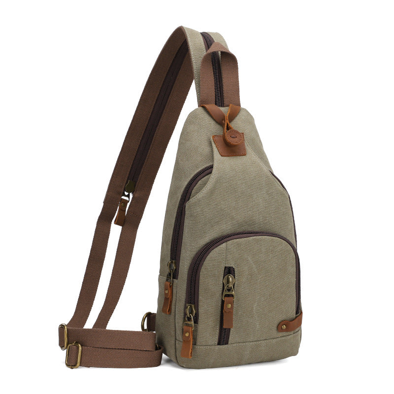 Men's Trend Canvas Multifunctional Niche One Two Men's Chest Bag