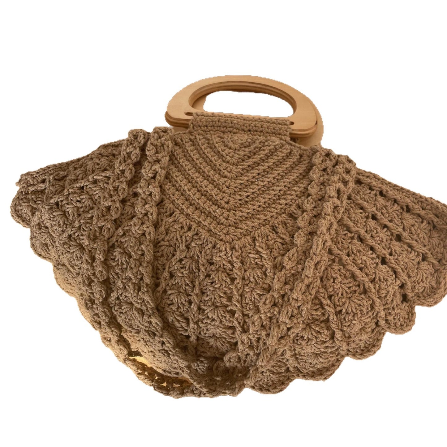 Retro Mori Style Hand-woven Portable Shell Cotton String Women's Handbag