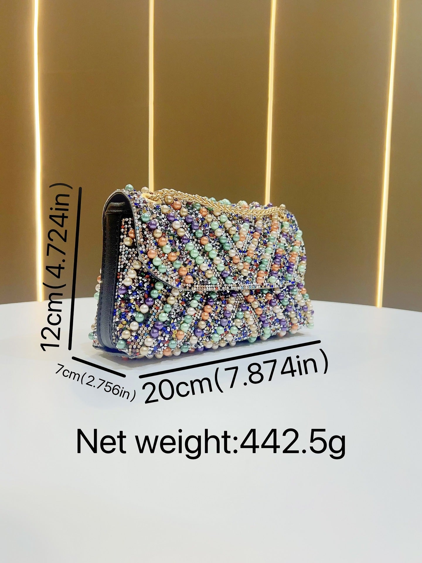 Style Vintage Pearl Rhinestone Banquet Shiny Not Smooth Flip Underarm Dinner Bag
