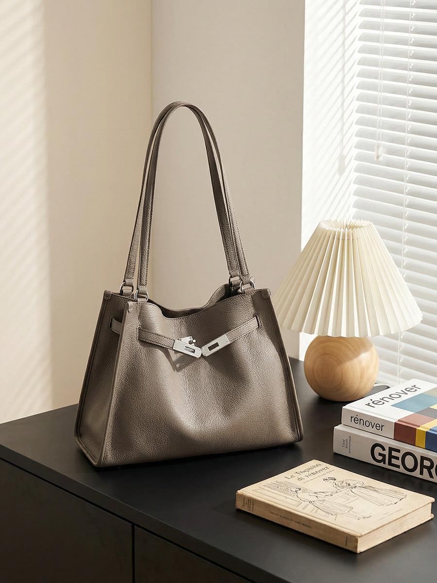 Cowhide Street Fashion Pragmatic Commuter Large Capacity Totes Bags