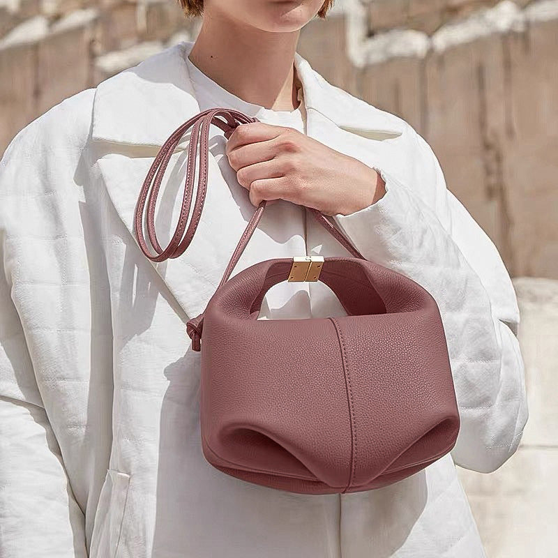 Lunch French Niche Leather Portable Dumpling Women's Messenger Bag