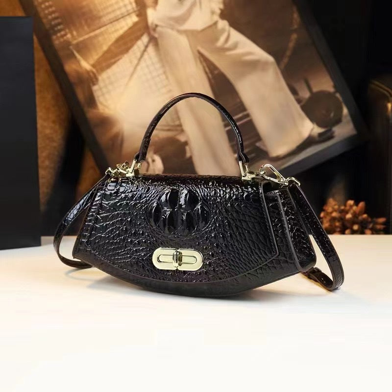Women's Gold Ingot Mother Alligator Print Bags