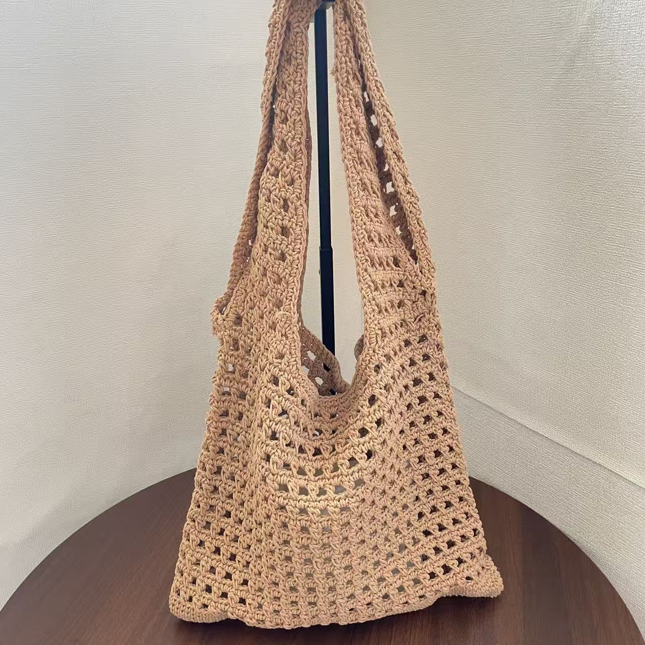 Women's Commuter Woven Hollow Out Knitted Mesh Beach Bags