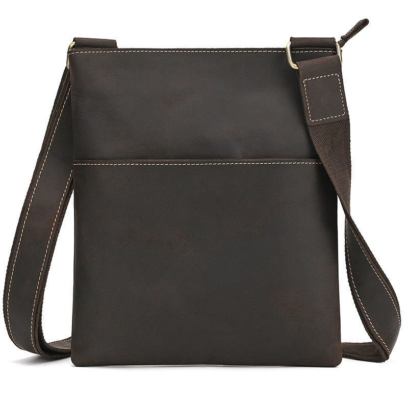 Men's Simple Retro Leather Crazy Horse Cowhide Men's Shoulder Bag