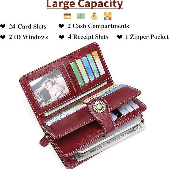 Women's Long Zipper Pu Leather Lady's Handbags