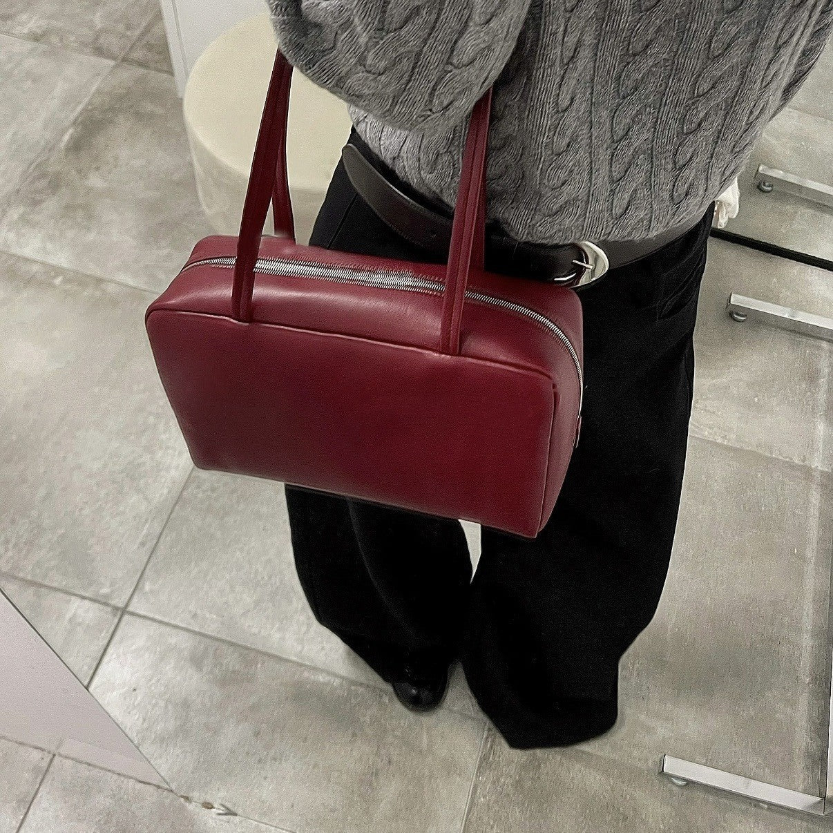 Bowling Sheepskin Commuter Portable Underarm Boston Women's Shoulder Bag