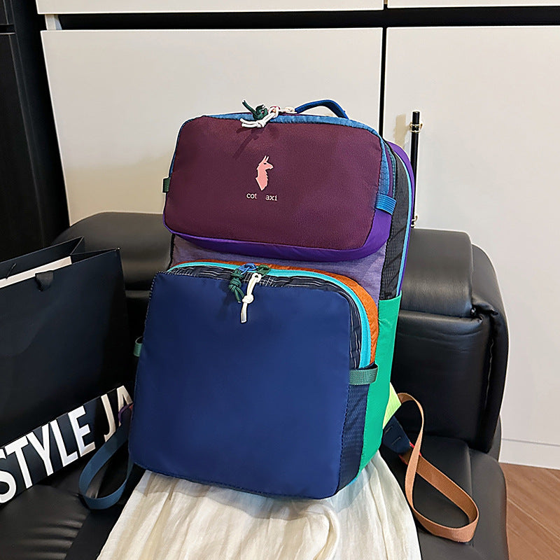 Stitching Contrast Color Ultra Light Dopamine Backpacks