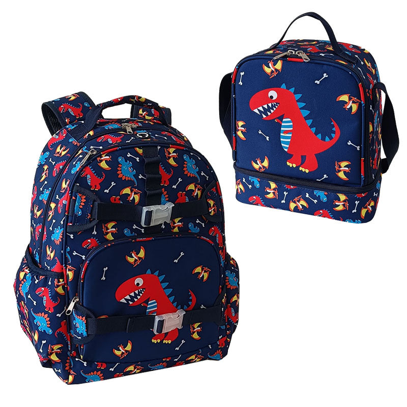 Dinosaur Cartoon Spine Protection Boys Large Capacity Lightweight Two-piece Set Primary School Bag
